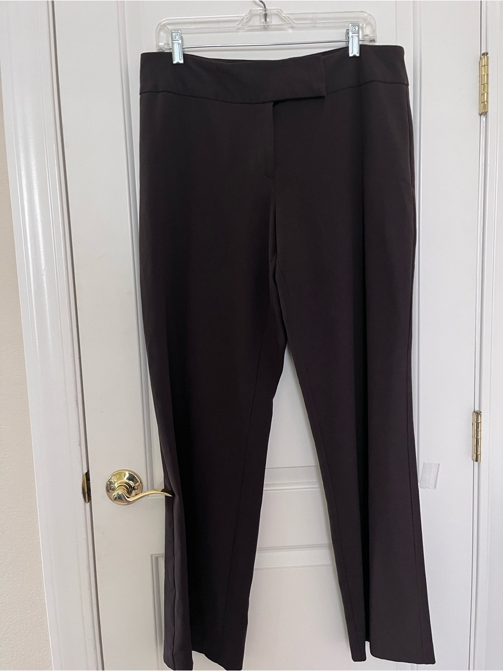 Style & Co. Dark Brown Straight-Leg Tailored flat front Slacks Trousers